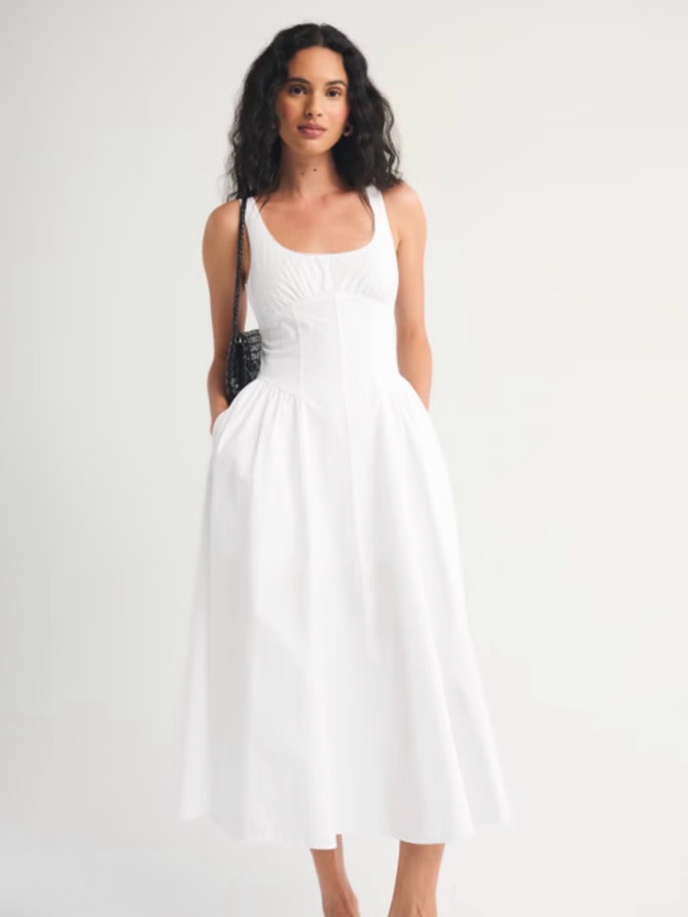 Abercrombie & Fitch White Dylan Midi Dress